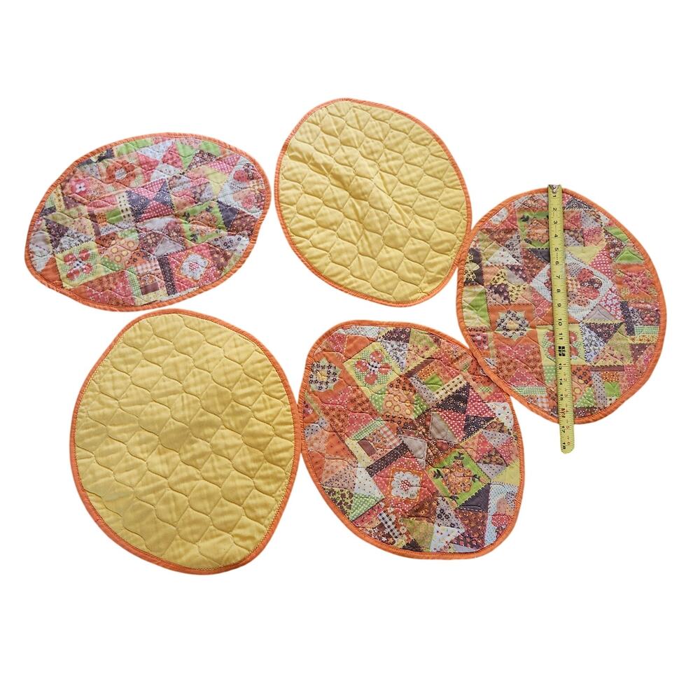 Set of 5 Vintage 1970's Retro Quilted Cloth Placemat's